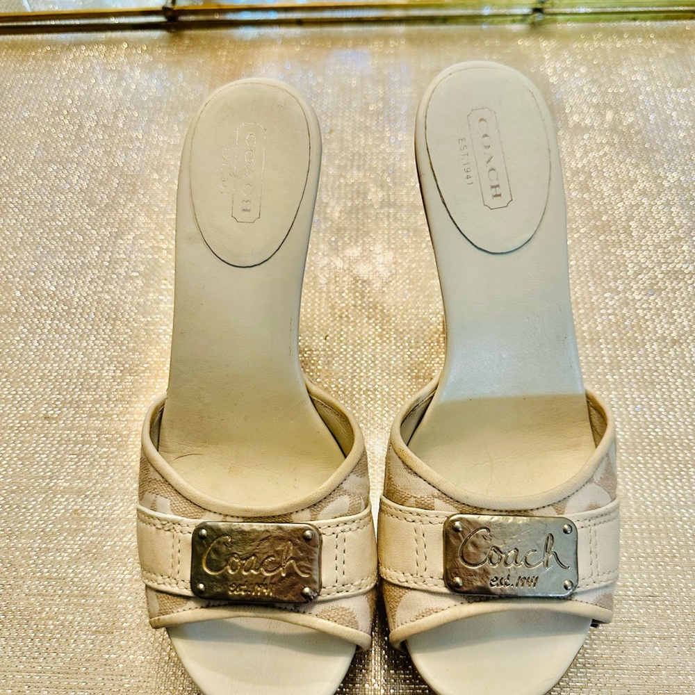Coach Women's White Slide Sandals